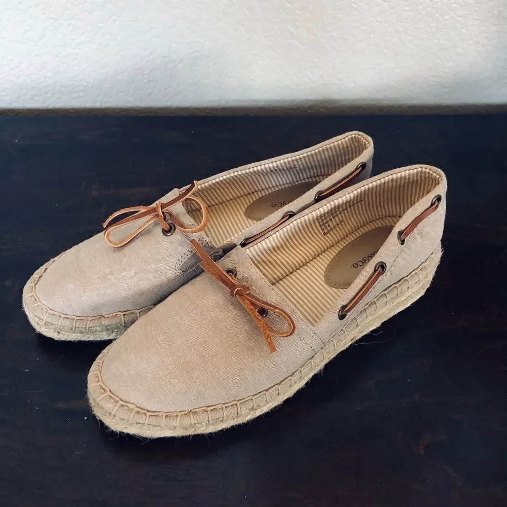 GH Bass & Co Canvas Braided Wedge Espadrilles Shoes 6.5